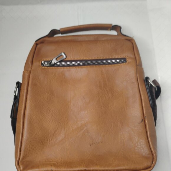 Weixier Men's Brown Leather Shoulder Travel Bag Crossbody Strap - Picture 4 of 9